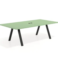 Mesa de reuniones rectangular UvePro fondo 126, patas interior, estructura negra