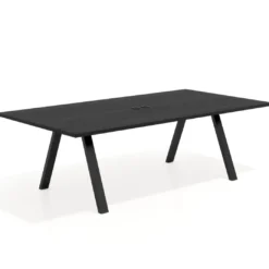 Mesa de reuniones rectangular UvePro fondo 126, patas interior, estructura negra