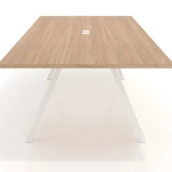 Mesa de reuniones rectangular UvePro fondo 126, patas interior, estructura blanca