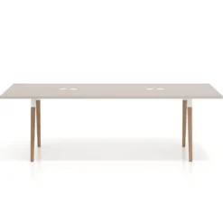 Mesa de reuniones rectangular Arki, gran formato, patas de madera