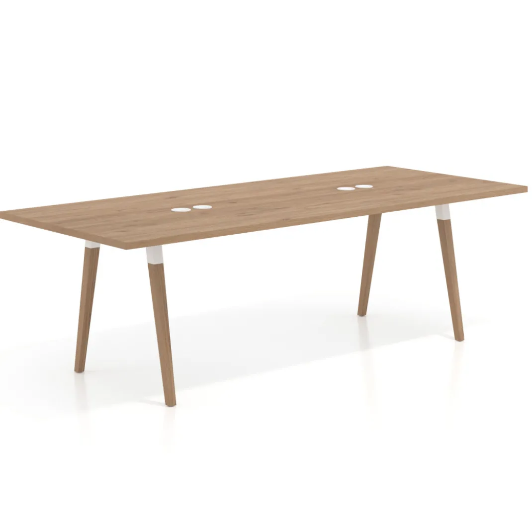 Mesa de reuniones rectangular Arki, gran formato, patas de madera
