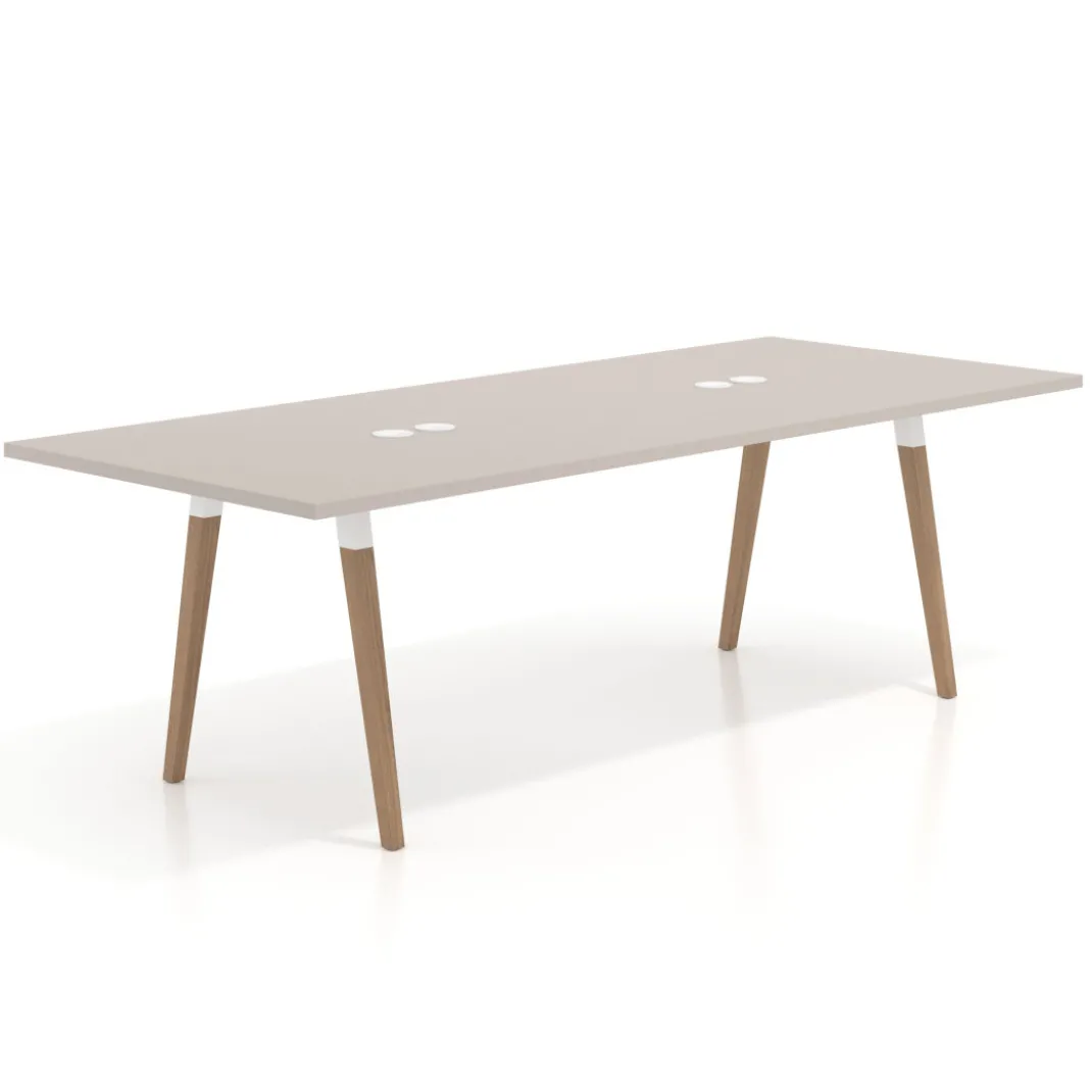 Mesa de reuniones rectangular Arki, gran formato, patas de madera
