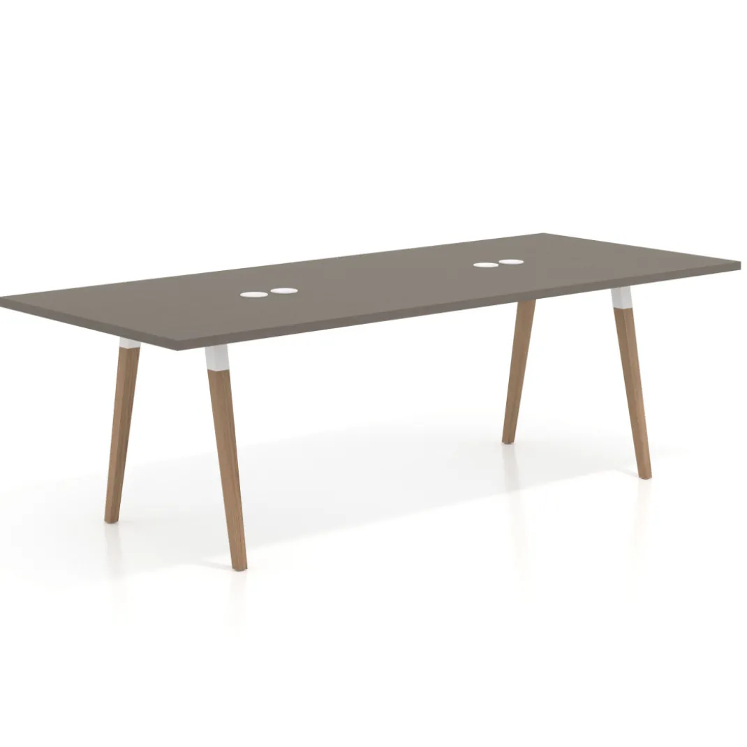 Mesa de reuniones rectangular Arki, gran formato, patas de madera
