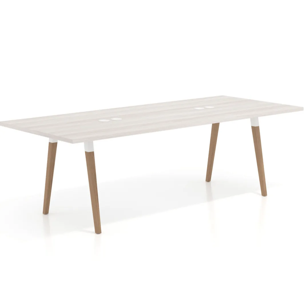 Mesa de reuniones rectangular Arki, gran formato, patas de madera