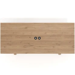 Mesa de reuniones rectangular UvePro fondo 100cm, estructura negra, patas de madera
