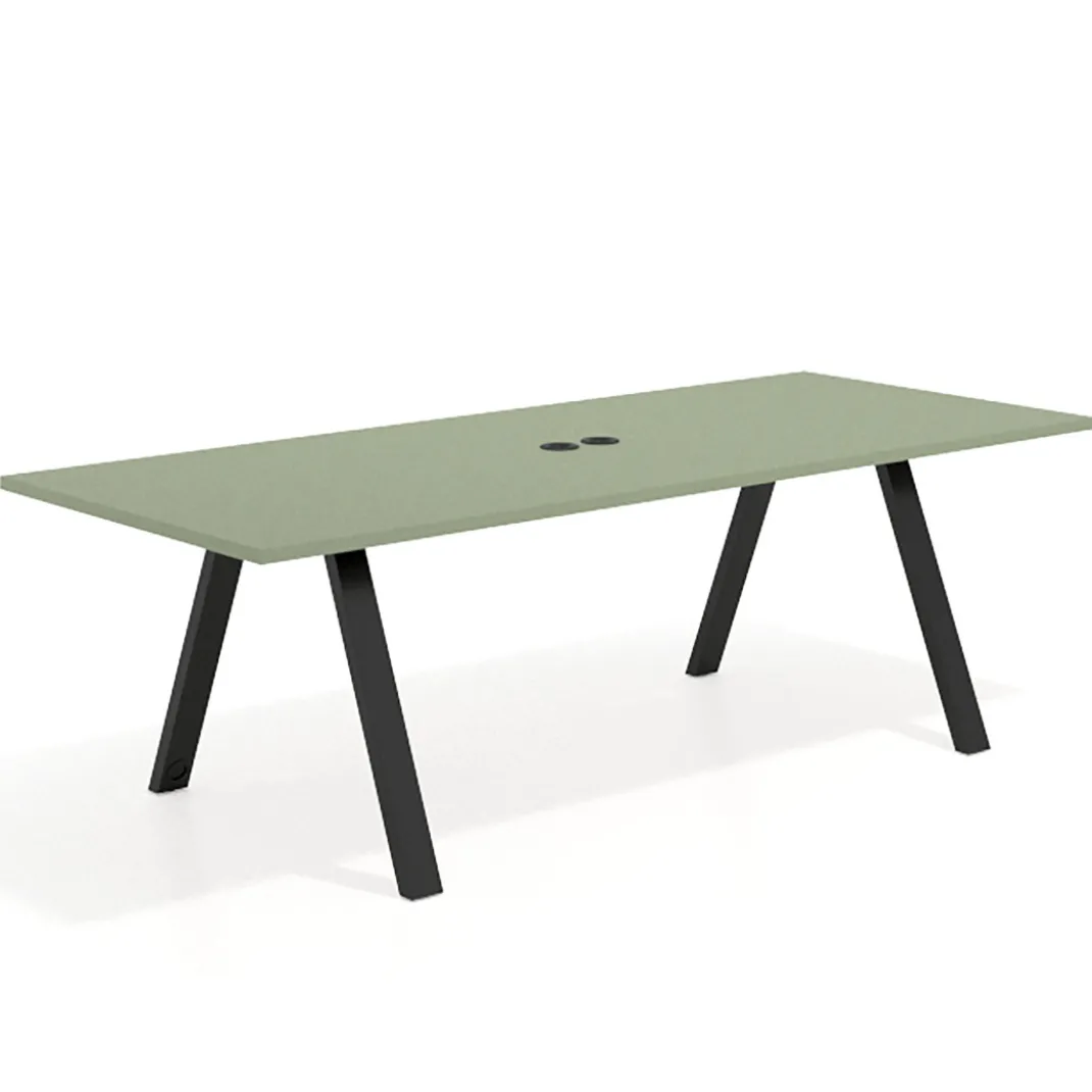 Mesa de reuniones rectangular UvePro fondo 100cm, estructura negra