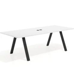 Mesa de reuniones rectangular UvePro fondo 100cm, estructura negra