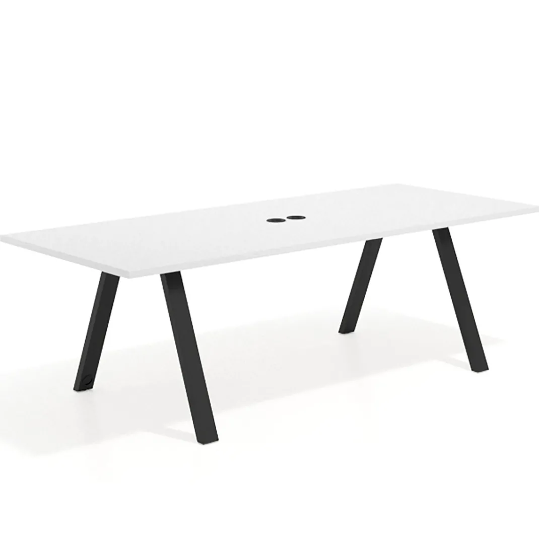 Mesa de reuniones rectangular UvePro fondo 100cm, estructura negra