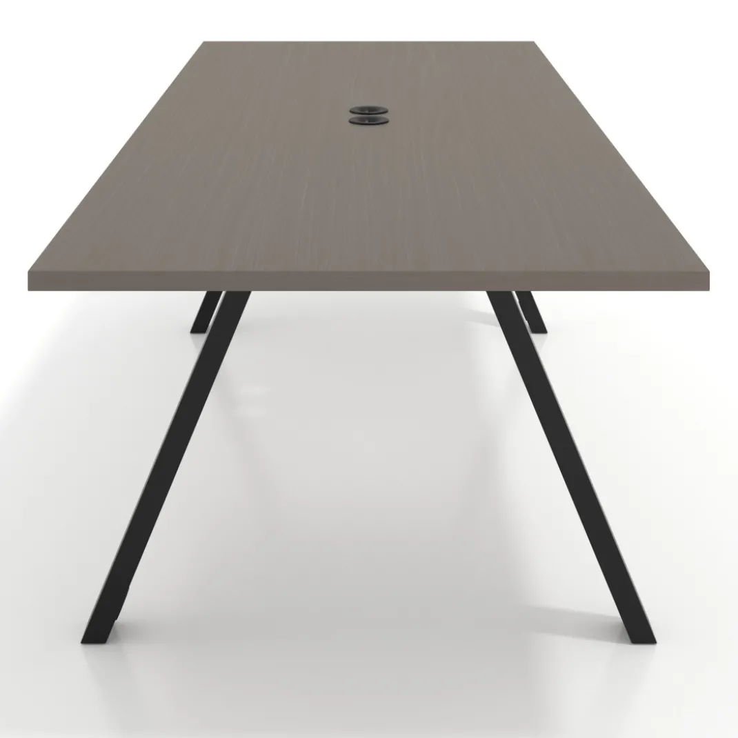 Mesa de reuniones rectangular UvePro fondo 100cm, estructura negra