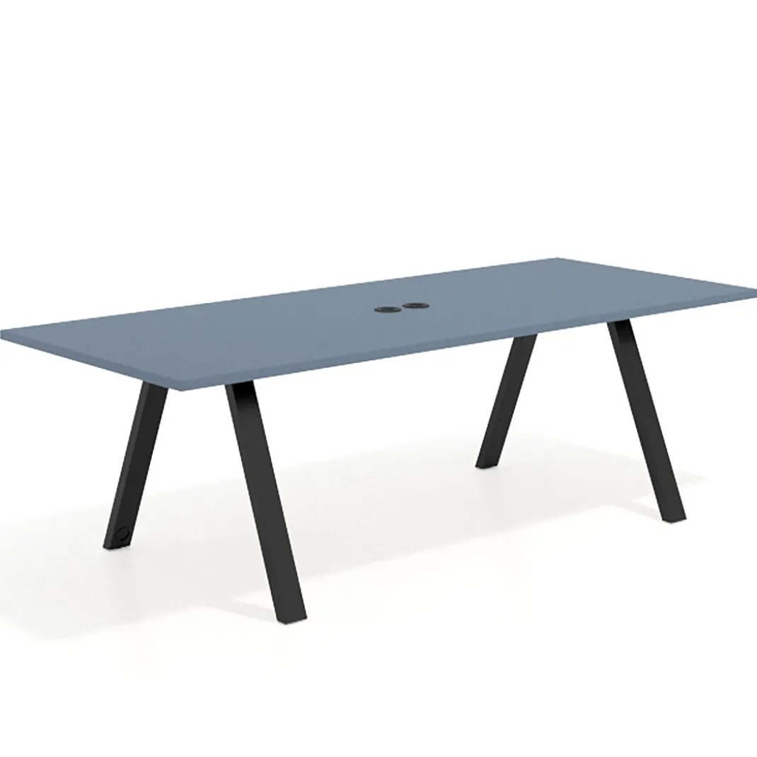 Mesa de reuniones rectangular UvePro fondo 100cm, estructura negra