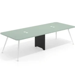 Mesa de reuniones Tekno doble, fondo 120, patas aluminio inyectado, estructura cromada