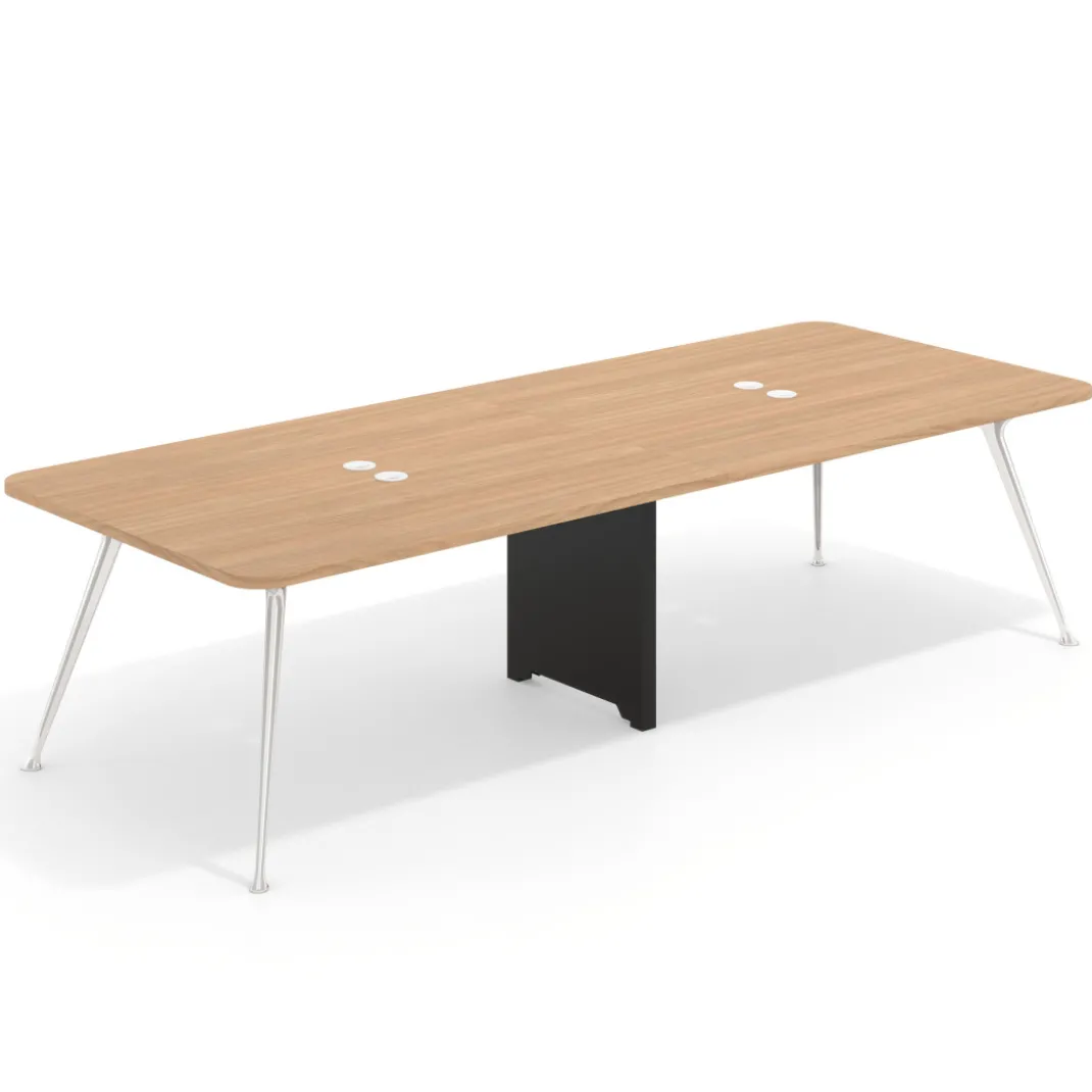 Mesa de reuniones Tekno doble, fondo 120, patas aluminio inyectado, estructura cromada