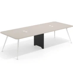 Mesa de reuniones Tekno doble, fondo 120, patas aluminio inyectado, estructura cromada