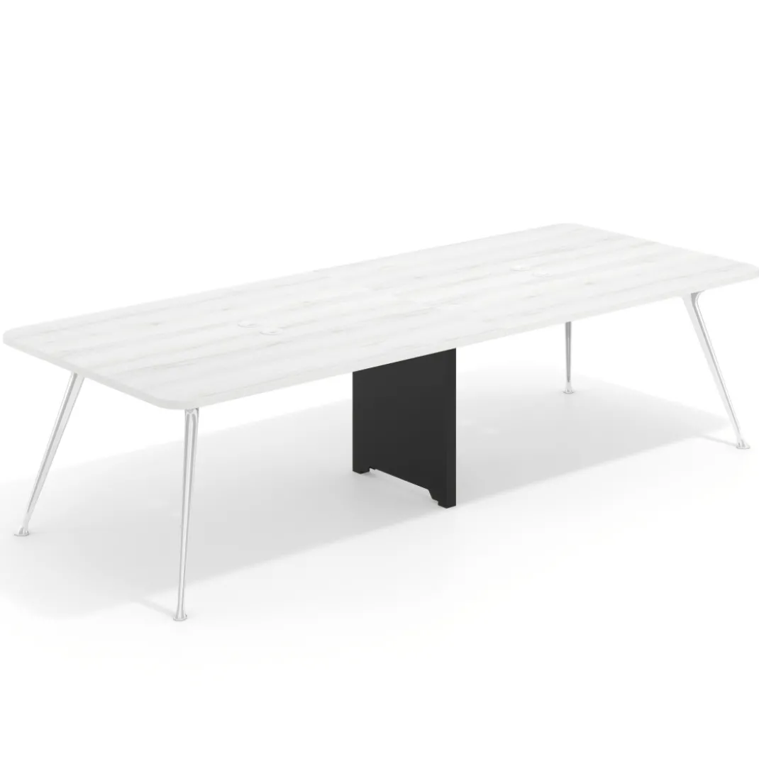Mesa de reuniones Tekno doble, fondo 120, patas aluminio inyectado, estructura cromada
