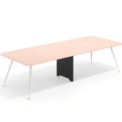 Mesa de reuniones Tekno doble, fondo 120, patas aluminio inyectado, estructura cromada