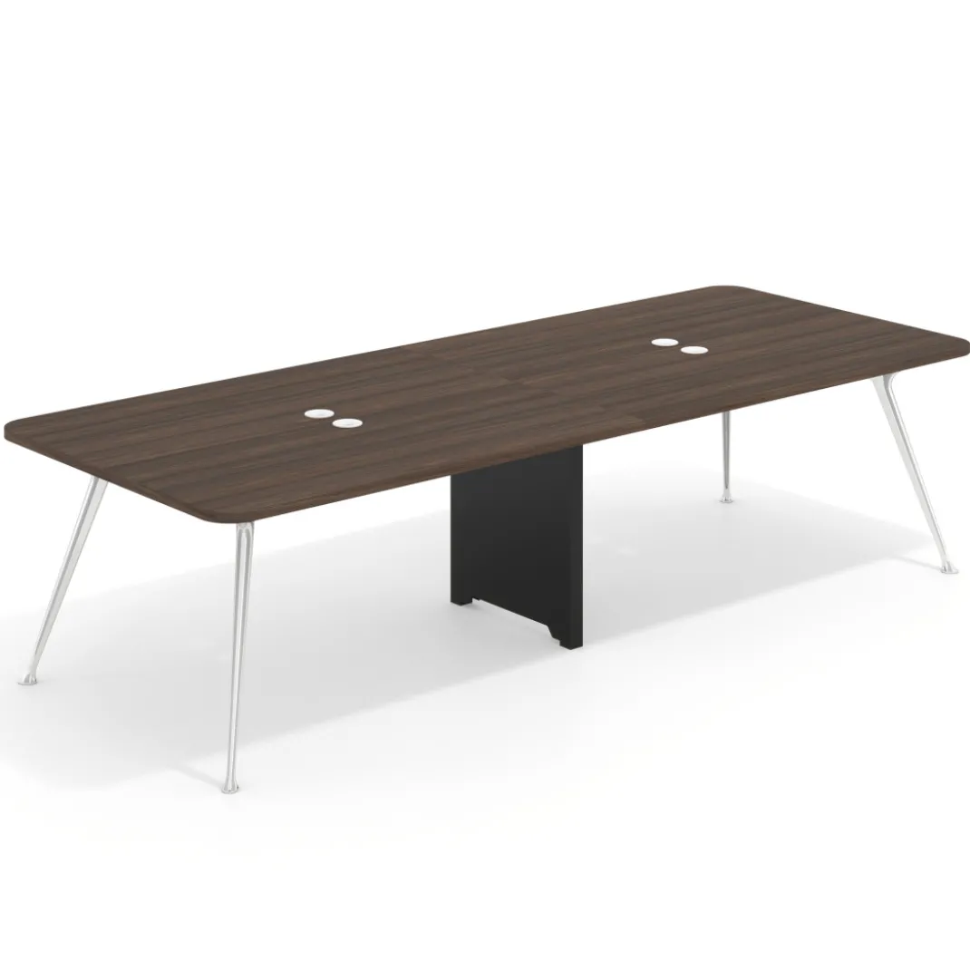 Mesa de reuniones Tekno doble, fondo 120, patas aluminio inyectado, estructura cromada