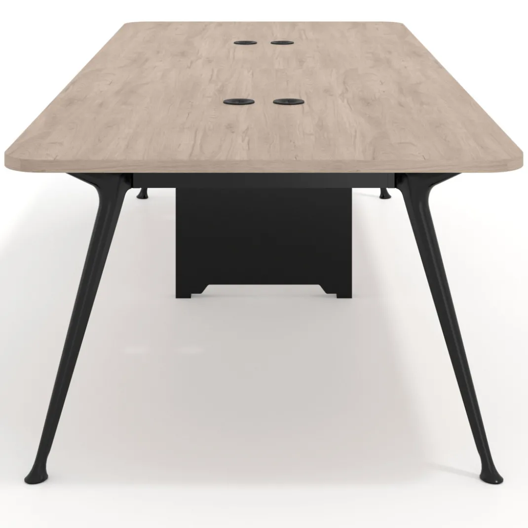 Mesa de reuniones Tekno doble, fondo 120, patas aluminio inyectado, estructura cromada