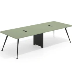 Mesa de reuniones Tekno doble, fondo 120, patas aluminio inyectado, estructura negra
