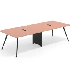Mesa de reuniones Tekno doble, fondo 120, patas aluminio inyectado, estructura negra