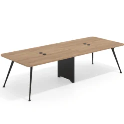 Mesa de reuniones Tekno doble, fondo 120, patas aluminio inyectado, estructura negra