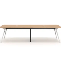 Mesa de reuniones Tekno doble, fondo 120, patas aluminio inyectado, estructura negra