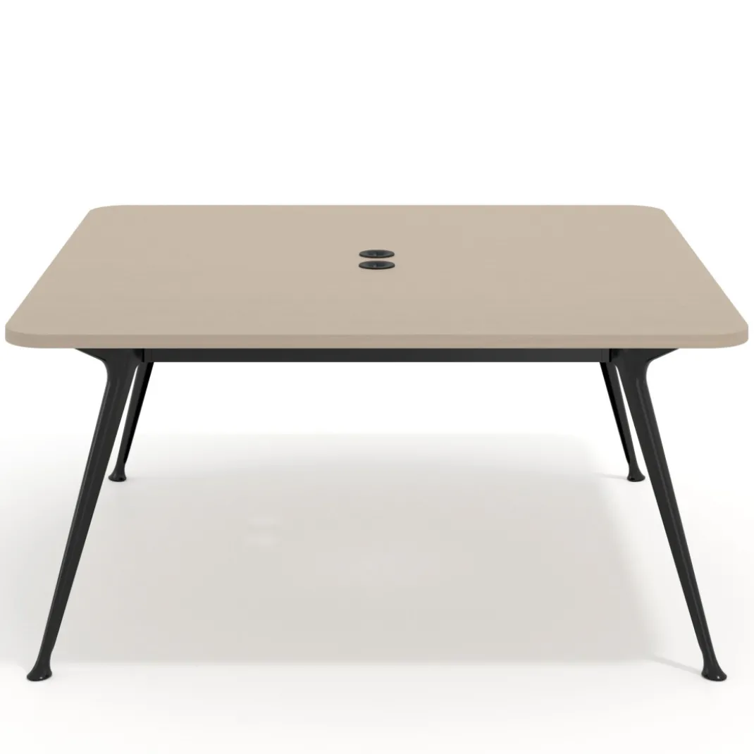 Mesa de reuniones Tekno, fondo 160, patas aluminio inyectado, estructura negra