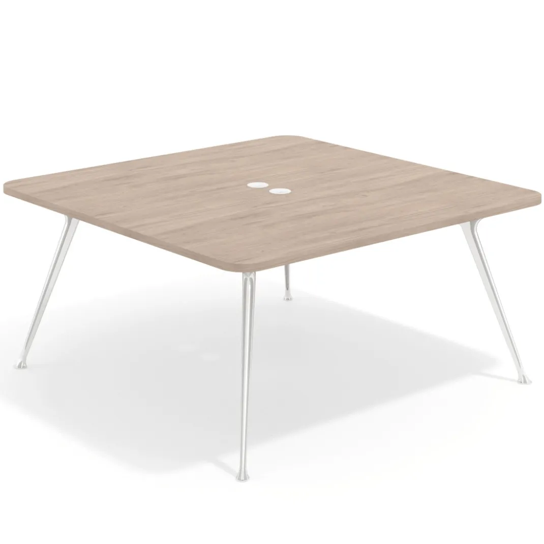 Mesa de reuniones Tekno, fondo 160, patas aluminio inyectado, estructura cromada