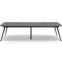 Mesa de reuniones Tekno gran formato, fondo 160, patas aluminio inyectado, estructura negra