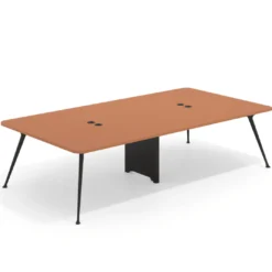 Mesa de reuniones Tekno gran formato, fondo 160, patas aluminio inyectado, estructura negra