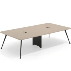 Mesa de reuniones Tekno gran formato, fondo 160, patas aluminio inyectado, estructura negra