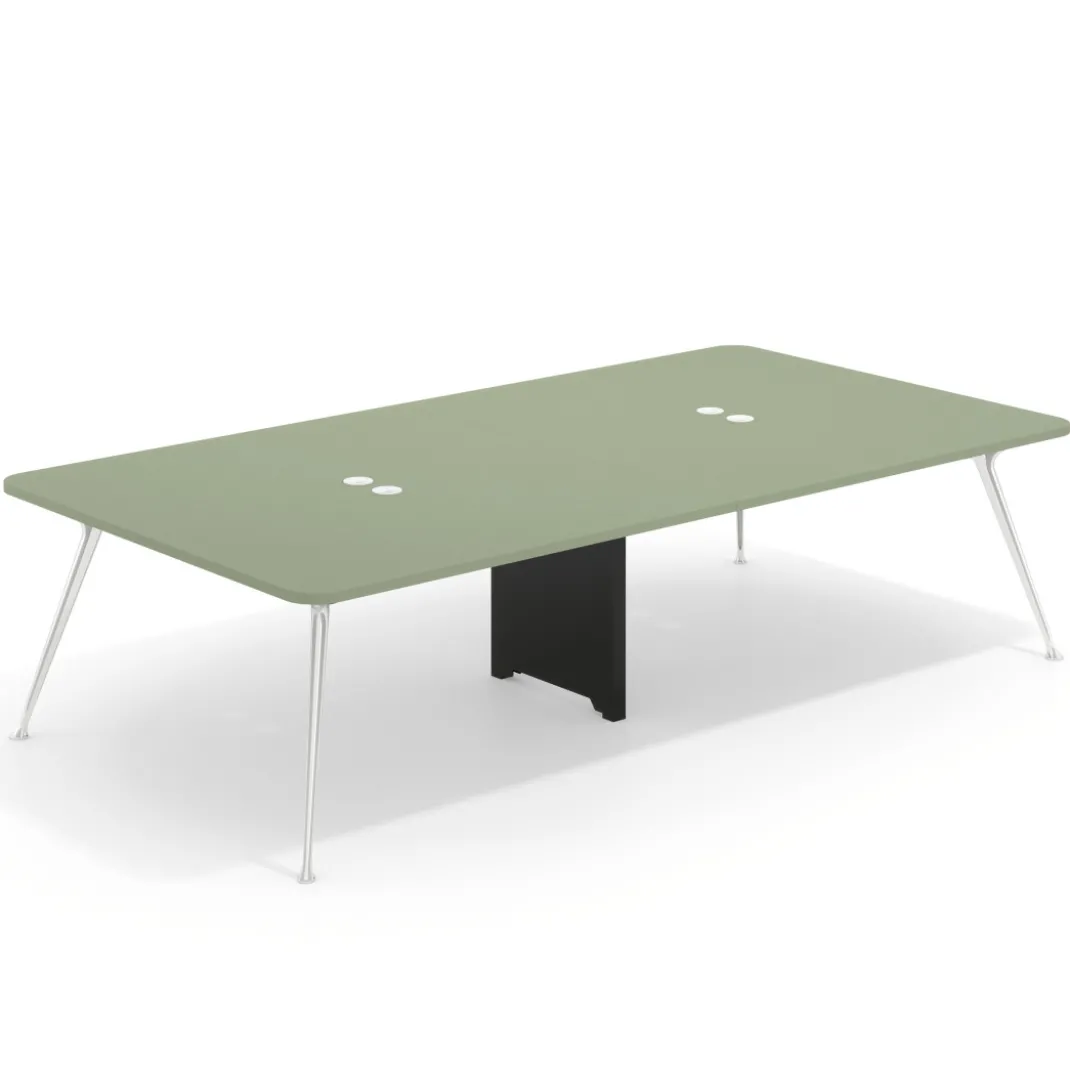 Mesa de reuniones Tekno gran formato, fondo 160, patas aluminio inyectado, estructura cromada