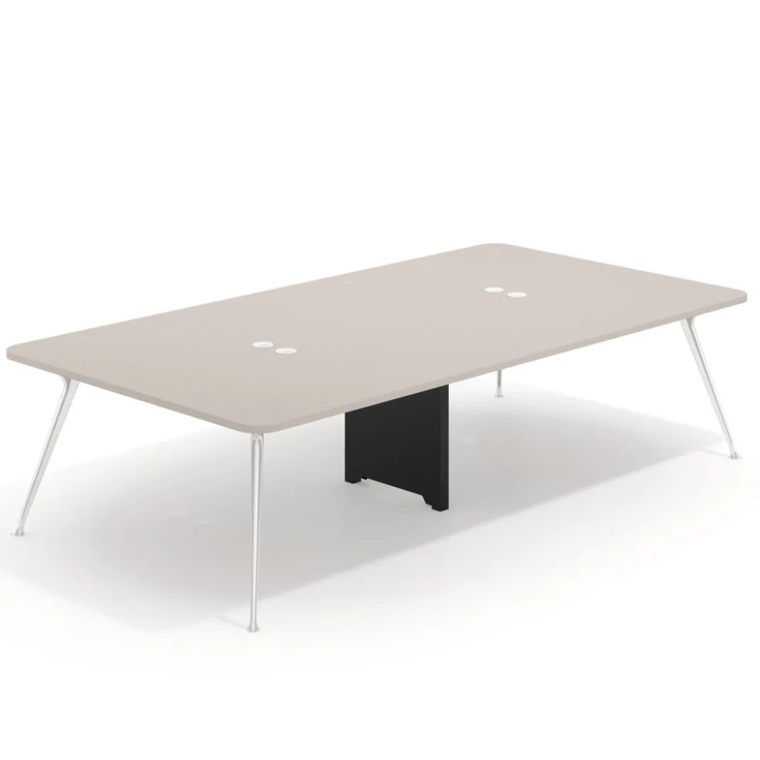 Mesa de reuniones Tekno gran formato, fondo 160, patas aluminio inyectado, estructura cromada