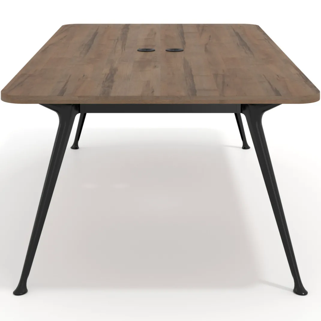 Mesa de reuniones Tekno gran formato, fondo 120, patas aluminio inyectado, estructura negra