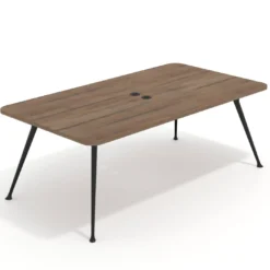 Mesa de reuniones Tekno gran formato, fondo 120, patas aluminio inyectado, estructura negra