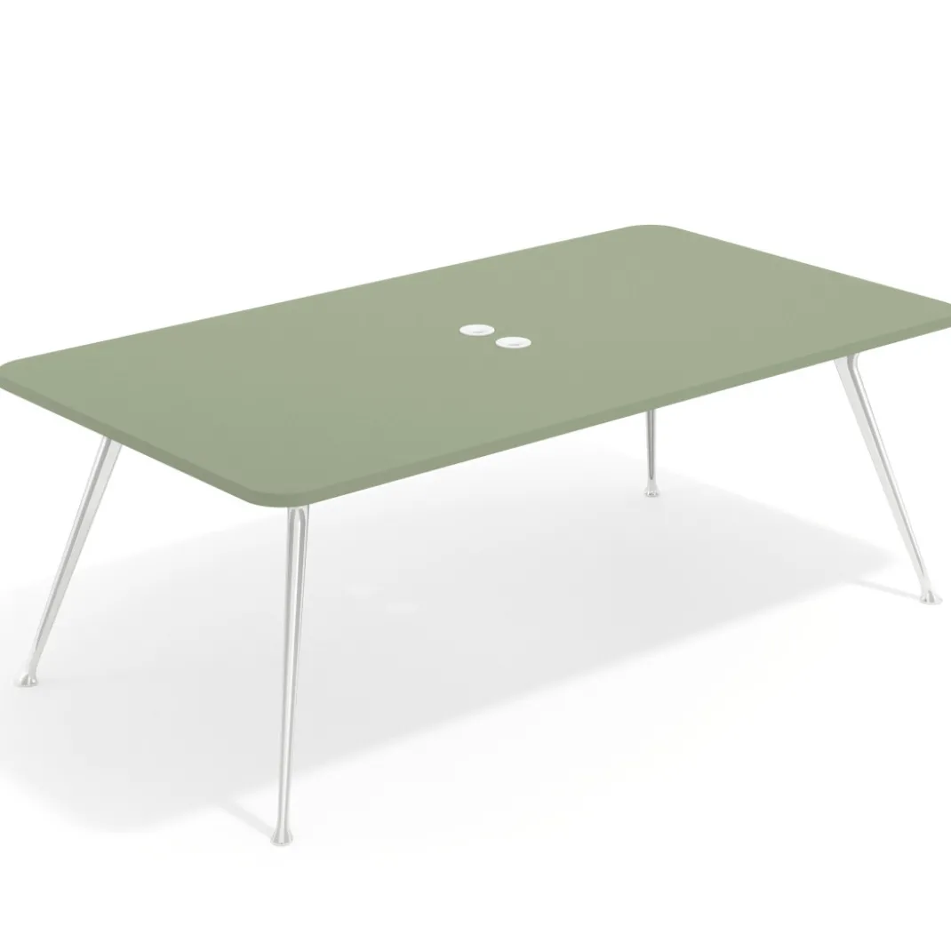 Mesa de reuniones Tekno gran formato, fondo 120, patas aluminio inyectado, estructura cromada