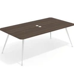 Mesa de reuniones Tekno gran formato, fondo 120, patas aluminio inyectado, estructura cromada