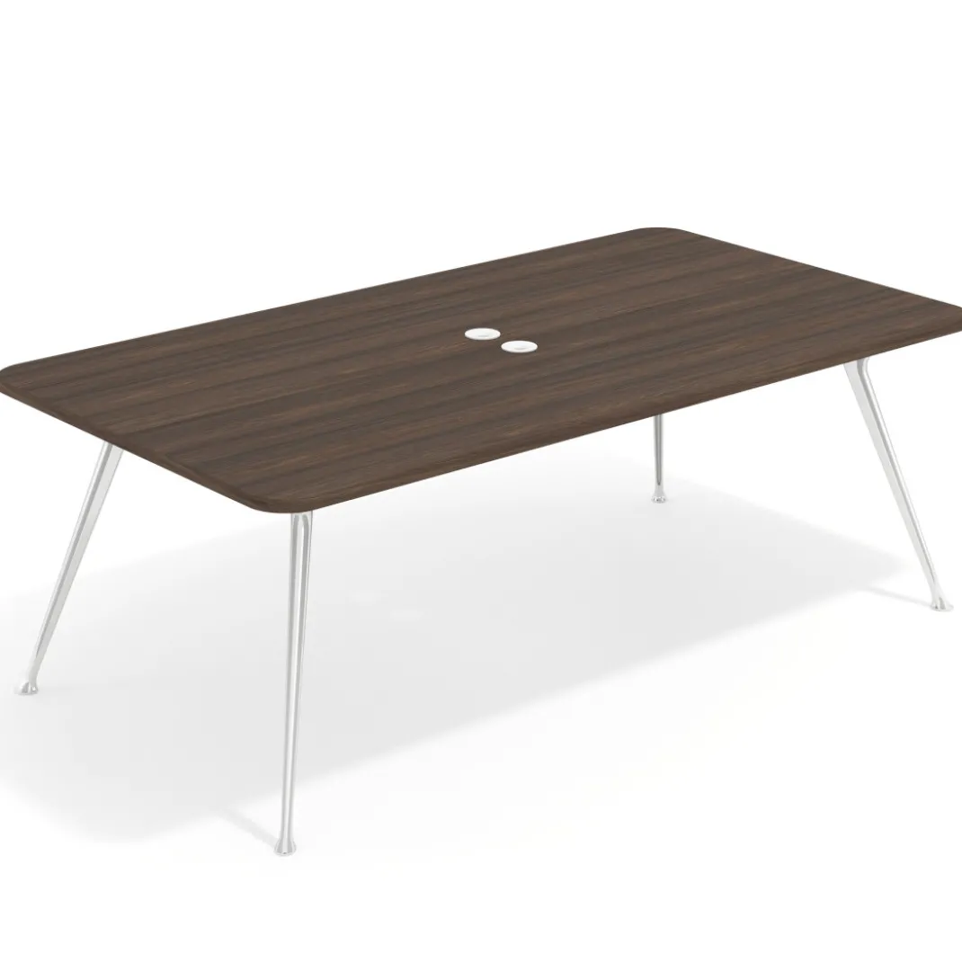 Mesa de reuniones Tekno gran formato, fondo 120, patas aluminio inyectado, estructura cromada