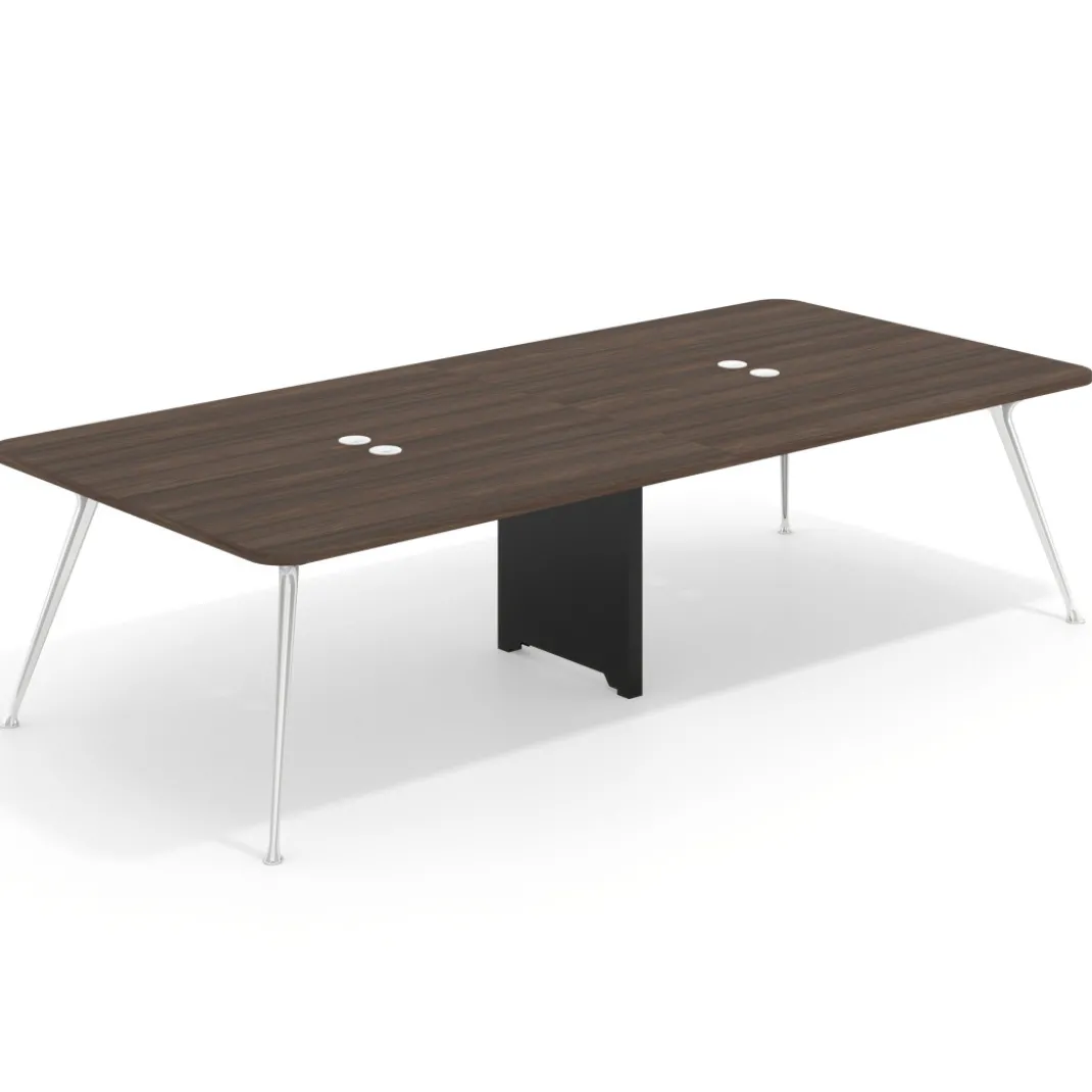 Mesa de reuniones Tekno gran formato, fondo 140, patas aluminio inyectado, estructura cromada