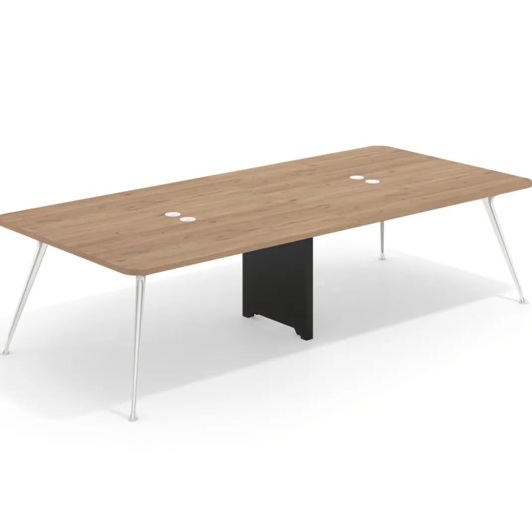Mesa de reuniones Tekno gran formato, fondo 140, patas aluminio inyectado, estructura cromada