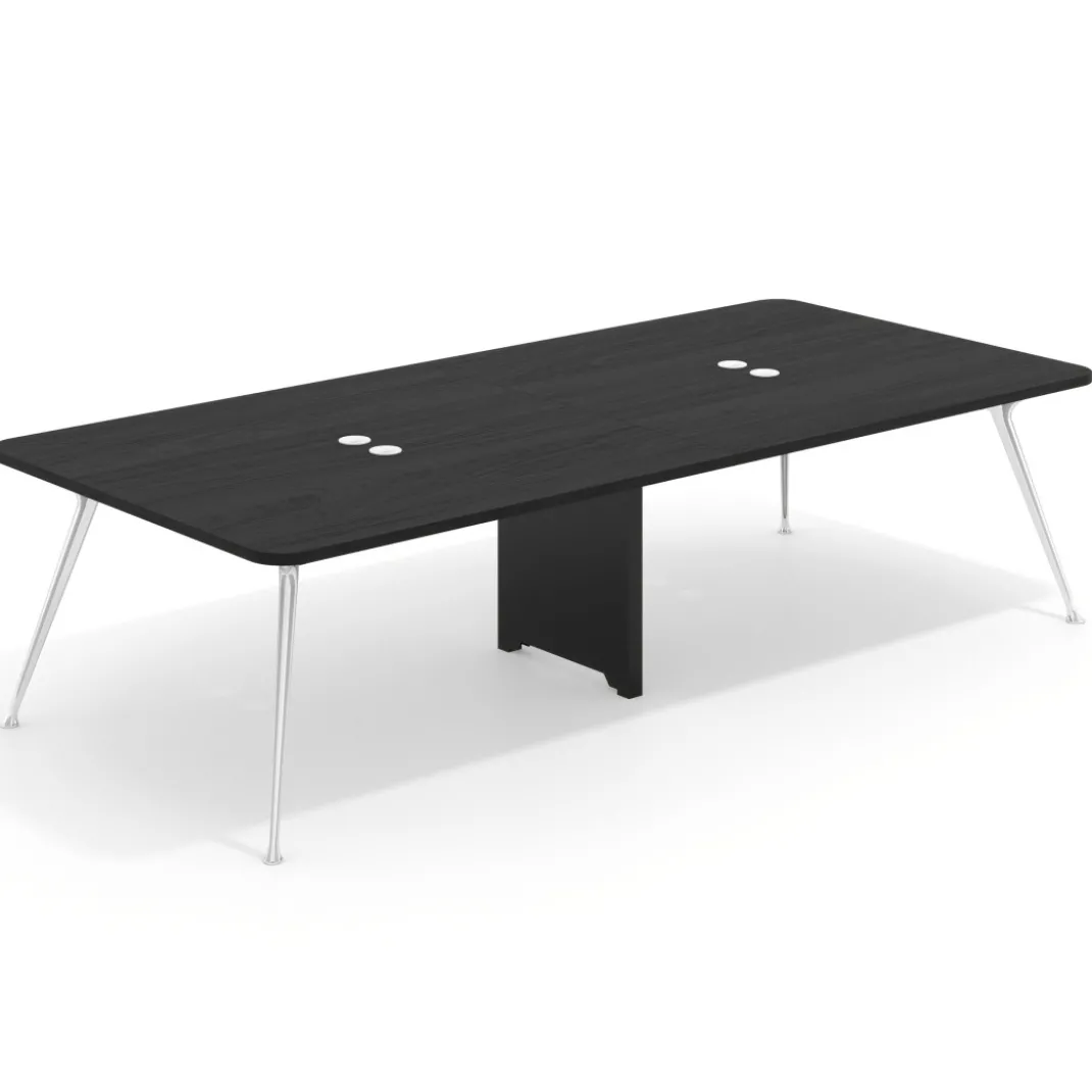 Mesa de reuniones Tekno gran formato, fondo 140, patas aluminio inyectado, estructura cromada