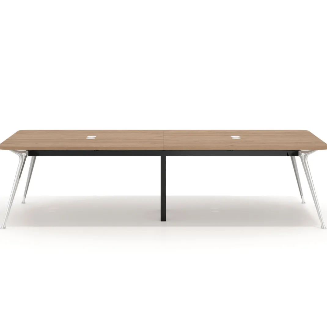 Mesa de reuniones Tekno gran formato, fondo 140, patas aluminio inyectado, estructura cromada