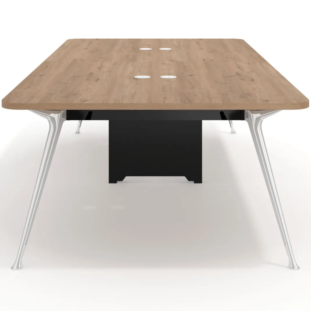 Mesa de reuniones Tekno gran formato, fondo 140, patas aluminio inyectado, estructura cromada
