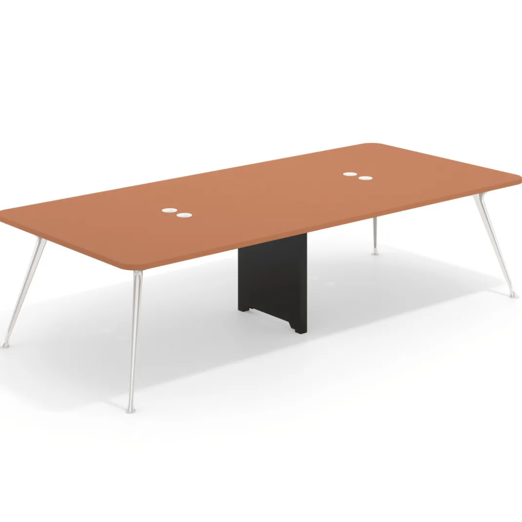 Mesa de reuniones Tekno gran formato, fondo 140, patas aluminio inyectado, estructura cromada