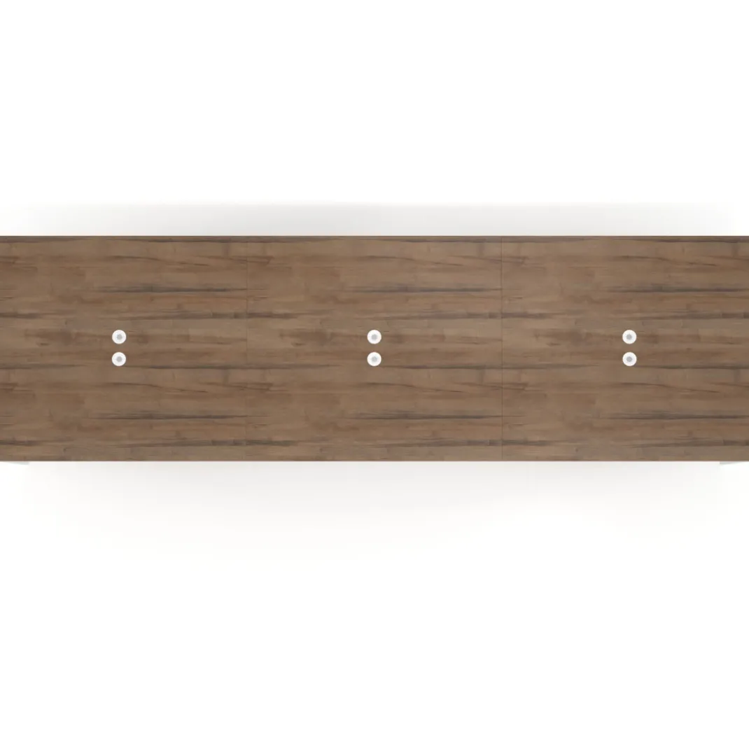 Mesa de reuniones triple Kube, encimera continua, fondo 142 cm, estructura blanca