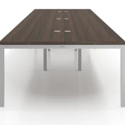 Mesa de reuniones triple Kube, encimera continua, fondo 142 cm, estructura aluminio