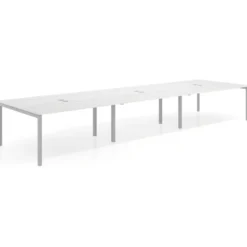 Mesa de reuniones triple Kube, encimera continua, fondo 142 cm, estructura aluminio
