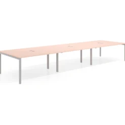 Mesa de reuniones triple Kube, encimera continua, fondo 142 cm, estructura aluminio