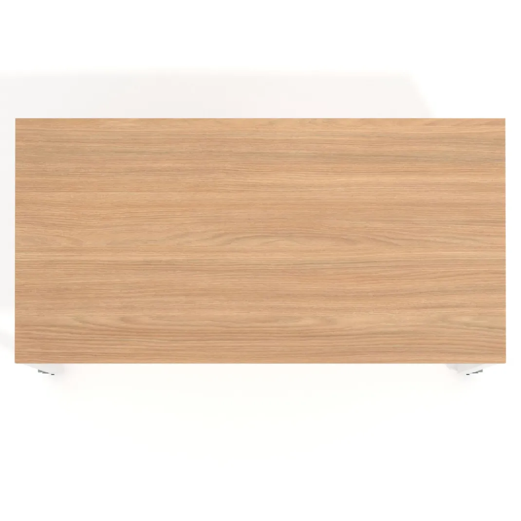 Mesa de trabajo expositor con ruedas Kube, estructura blanca