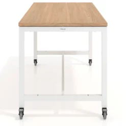 Mesa de trabajo expositor con ruedas Kube, estructura blanca
