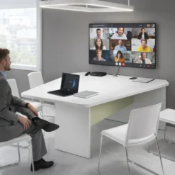 Mesa de Videoconferencias WorkPlus estructura blanco mate